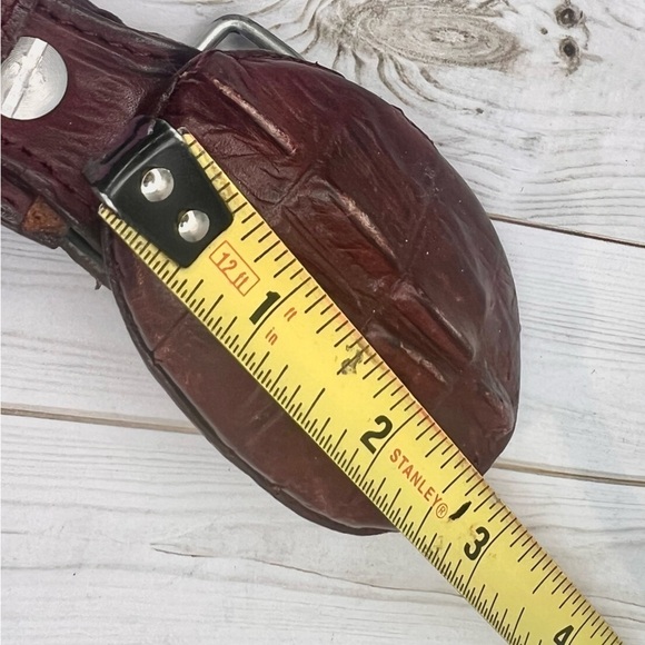 Admirable Genuine Alligator Crocodile Cayman Belt w/ Buckle Red Brown - Picture 8 of 9